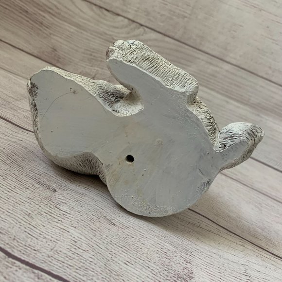 Bunny Rabbit Figurine Statue White Textured Detail Rustic Crackled Ears 6 3/4"H - Picture 7 of 12